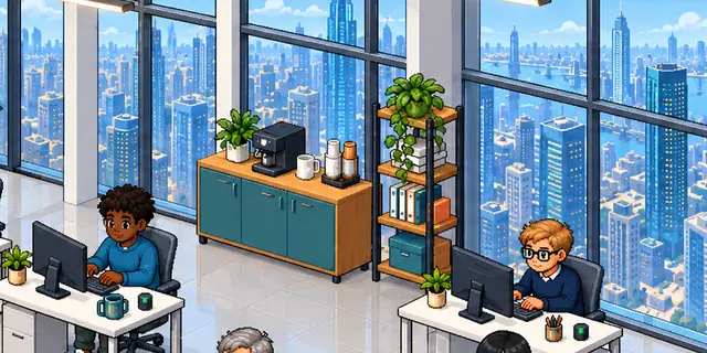 The AI office in the morning